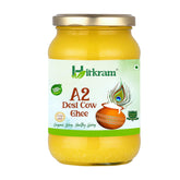 Pure Organic A2 Desi Cow Ghee By Hitkram | Homemade Healthy Fresh Desi Ghee Hand-Churned Using Traditional Bilona Method Good For Joint Pain | (500ml) 16.9 | Jar Pack